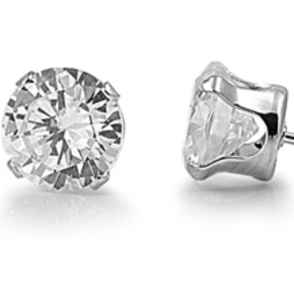 Stainless Steel CZ Stud Earrings